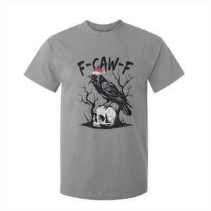 F Caw F Gothic Christmas Raven T Shirt For Kid With Skull Funny Dark Holiday Humor Spooky Season TS02 Sport Gray Print Your Wear