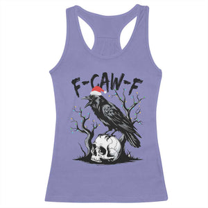F Caw F Gothic Christmas Raven Racerback Tank Top With Skull Funny Dark Holiday Humor Spooky Season TS02 Violet Print Your Wear