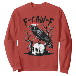 F Caw F Gothic Christmas Raven Sweatshirt With Skull Funny Dark Holiday Humor Spooky Season TS02 Red Print Your Wear