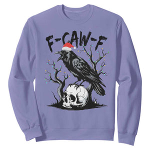 F Caw F Gothic Christmas Raven Sweatshirt With Skull Funny Dark Holiday Humor Spooky Season TS02 Violet Print Your Wear