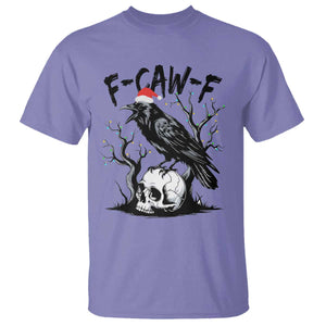 F Caw F Gothic Christmas Raven T Shirt With Skull Funny Dark Holiday Humor Spooky Season TS02 Violet Print Your Wear