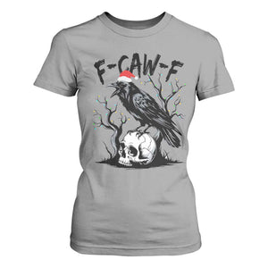 F Caw F Gothic Christmas Raven T Shirt For Women With Skull Funny Dark Holiday Humor Spooky Season TS02 Sport Gray Print Your Wear