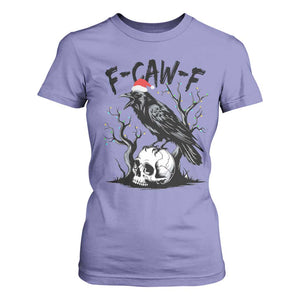 F Caw F Gothic Christmas Raven T Shirt For Women With Skull Funny Dark Holiday Humor Spooky Season TS02 Violet Print Your Wear