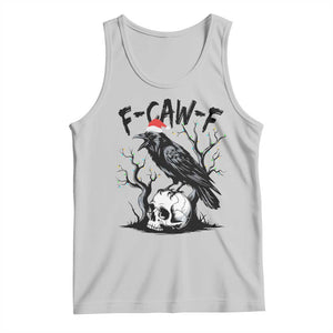 F Caw F Gothic Christmas Raven Tank Top With Skull Funny Dark Holiday Humor Spooky Season TS02 Ash Print Your Wear