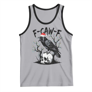 F Caw F Gothic Christmas Raven Tank Top With Skull Funny Dark Holiday Humor Spooky Season TS02 Athletic Heather Black Print Your Wear