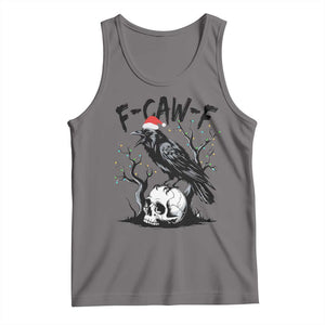 F Caw F Gothic Christmas Raven Tank Top With Skull Funny Dark Holiday Humor Spooky Season TS02 Deep Heather Print Your Wear