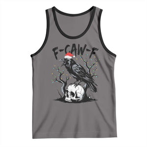F Caw F Gothic Christmas Raven Tank Top With Skull Funny Dark Holiday Humor Spooky Season TS02 Deep Heather Black Print Your Wear