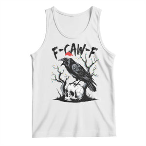 F Caw F Gothic Christmas Raven Tank Top With Skull Funny Dark Holiday Humor Spooky Season TS02 White Print Your Wear