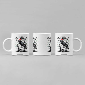 F Caw F Gothic Christmas Raven Coffee Mug With Skull Funny Dark Holiday Humor Spooky Season TS02 Print Your Wear