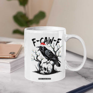 F Caw F Gothic Christmas Raven Coffee Mug With Skull Funny Dark Holiday Humor Spooky Season TS02 Print Your Wear