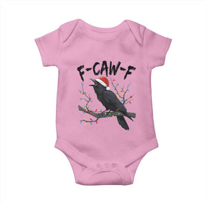 F Caw F Raven Christmas Baby Onesie Funny Dark Holiday Humor Spooky Season TS02 Light Pink Print Your Wear