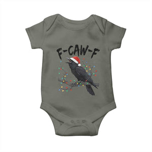 F Caw F Raven Christmas Baby Onesie Funny Dark Holiday Humor Spooky Season TS02 Military Green Print Your Wear