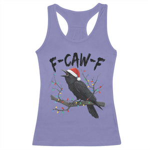 F Caw F Raven Christmas Racerback Tank Top Funny Dark Holiday Humor Spooky Season TS02 Violet Print Your Wear