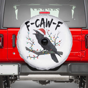 F Caw F Raven Christmas Spare Tire Cover Funny Dark Holiday Humor Spooky Season TS02 White Print Your Wear