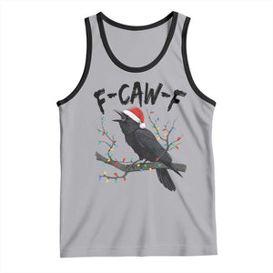 F Caw F Raven Christmas Tank Top Funny Dark Holiday Humor Spooky Season TS02 Athletic Heather Black Print Your Wear