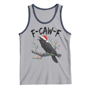 F Caw F Raven Christmas Tank Top Funny Dark Holiday Humor Spooky Season TS02 Athletic Heather Navy Print Your Wear