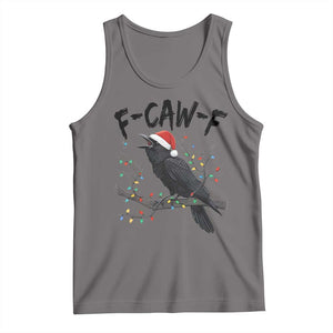 F Caw F Raven Christmas Tank Top Funny Dark Holiday Humor Spooky Season TS02 Deep Heather Print Your Wear