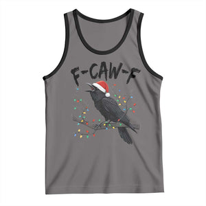 F Caw F Raven Christmas Tank Top Funny Dark Holiday Humor Spooky Season TS02 Deep Heather Black Print Your Wear