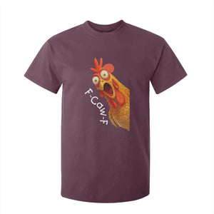 Funny F Caw F Surprise Chicken Meme T Shirt For Kid Hilarious Shocked Bird Graphic for Comedy Lovers TS02 Maroon Print Your Wear
