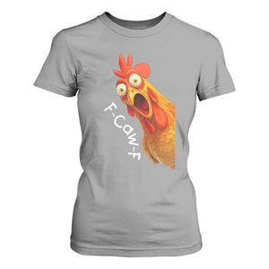 Funny F Caw F Surprise Chicken Meme T Shirt For Women Hilarious Shocked Bird Graphic for Comedy Lovers TS02 Sport Gray Print Your Wear