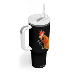 Funny F Caw F Surprise Chicken Meme Tumbler With Handle Hilarious Shocked Bird Graphic for Comedy Lovers TS02 Print Your Wear