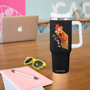 Funny F Caw F Surprise Chicken Meme Tumbler With Handle Hilarious Shocked Bird Graphic for Comedy Lovers TS02 Print Your Wear