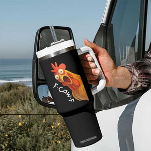 Funny F Caw F Surprise Chicken Meme Tumbler With Handle Hilarious Shocked Bird Graphic for Comedy Lovers TS02 Print Your Wear