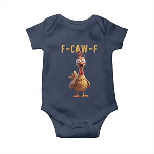 F Caw F Classic Chicken Scream Baby Onesie Poultry Joke Farm Life Humor TS02 Navy Print Your Wear