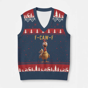 F Caw F Classic Chicken Scream V-Neck Knit Sweater Vest Poultry Joke Farm Life Humor TS02 Navy Red Print Your Wear