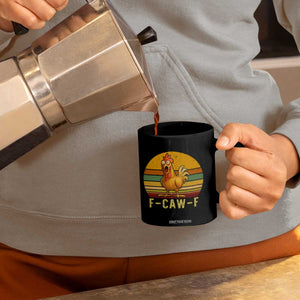F Caw F Retro Chicken Meme Coffee Mug Vintage Sunset Poultry Graphic Loud Bird Energy TS02 Print Your Wear