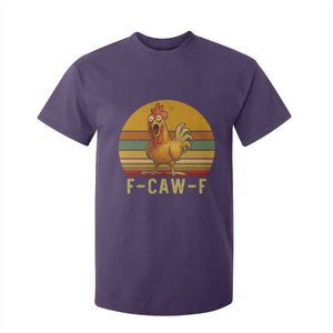 F Caw F Retro Chicken Meme T Shirt For Kid Vintage Sunset Poultry Graphic Loud Bird Energy TS02 Purple Print Your Wear