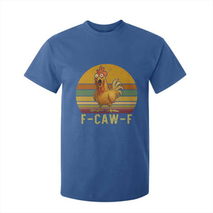 F Caw F Retro Chicken Meme T Shirt For Kid Vintage Sunset Poultry Graphic Loud Bird Energy TS02 Royal Blue Print Your Wear
