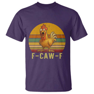 F Caw F Retro Chicken Meme T Shirt Vintage Sunset Poultry Graphic Loud Bird Energy TS02 Purple Print Your Wear