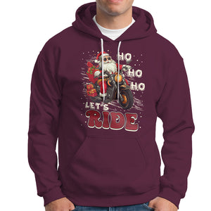 Santa Claus Biker Hoodie Ho Ho Ho Let's Ride Christmas TS02 Maroon Printyourwear