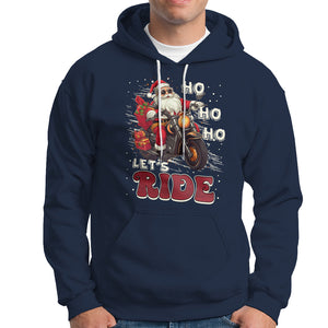 Santa Claus Biker Hoodie Ho Ho Ho Let's Ride Christmas TS02 Navy Printyourwear