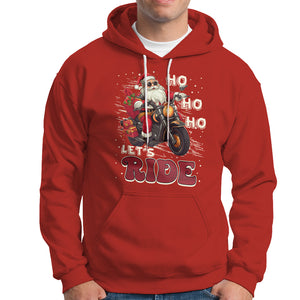 Santa Claus Biker Hoodie Ho Ho Ho Let's Ride Christmas TS02 Red Printyourwear