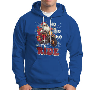 Santa Claus Biker Hoodie Ho Ho Ho Let's Ride Christmas TS02 Royal Blue Printyourwear