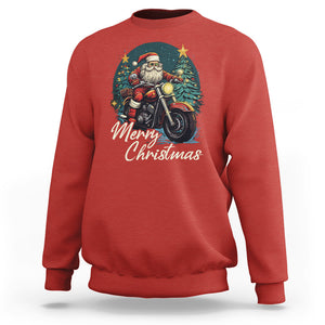 Santa Claus Biker Sweatshirt Merry Christmas Riding Motorcycle TS02 Red Printyourwear