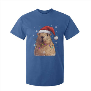 Capybara Christmas T Shirt For Kid Funny Santa Capy Meme Xmas Vibe TS02 Royal Blue Print Your Wear