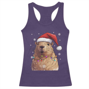 Capybara Christmas Racerback Tank Top Funny Santa Capy Meme Xmas Vibe TS02 Purple Print Your Wear