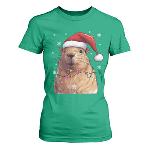 Capybara Christmas T Shirt For Women Funny Santa Capy Meme Xmas Vibe TS02 Irish Green Print Your Wear