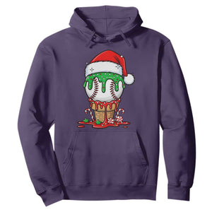 Cute Baseball Christmas Icecream Dripping Hoodie Holiday Ice Cream Cone with Santa Hat TS02 Purple Print Your Wear