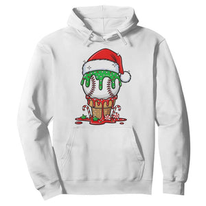 Cute Baseball Christmas Icecream Dripping Hoodie Holiday Ice Cream Cone with Santa Hat TS02 White Print Your Wear