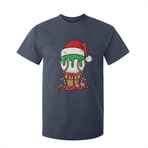 Cute Baseball Christmas Icecream Dripping T Shirt For Kid Holiday Ice Cream Cone with Santa Hat TS02 Navy Print Your Wear