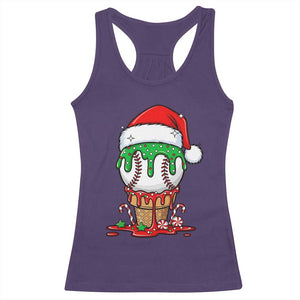 Cute Baseball Christmas Icecream Dripping Racerback Tank Top Holiday Ice Cream Cone with Santa Hat TS02 Purple Print Your Wear