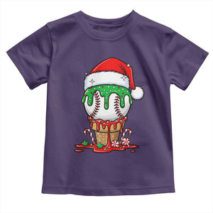Cute Baseball Christmas Icecream Dripping Toddler T Shirt Holiday Ice Cream Cone with Santa Hat TS02 Purple Print Your Wear