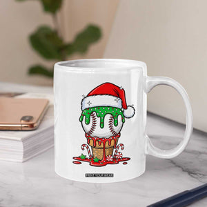 Cute Baseball Christmas Icecream Dripping Coffee Mug Holiday Ice Cream Cone with Santa Hat TS02 Print Your Wear