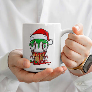 Cute Baseball Christmas Icecream Dripping Coffee Mug Holiday Ice Cream Cone with Santa Hat TS02 Print Your Wear