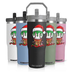 Cute Baseball Christmas Icecream Dripping Flip Straw Tumbler Holiday Ice Cream Cone with Santa Hat TS02 Print Your Wear