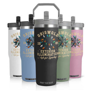 Griswold Christmas Lights Flip Straw Tumbler Exterior Illumination Ask for Sparky Funny Holiday TS02 Print Your Wear